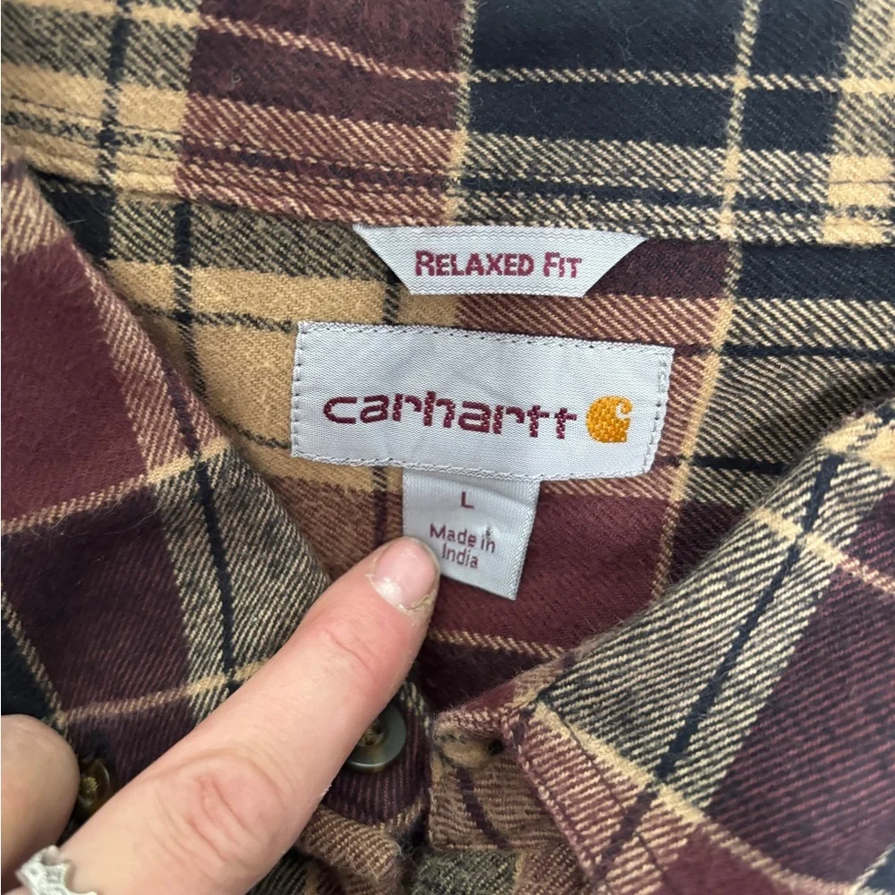 Carhartt Burgundy and Beige Checkered Shirt - Picture 3 of 4
